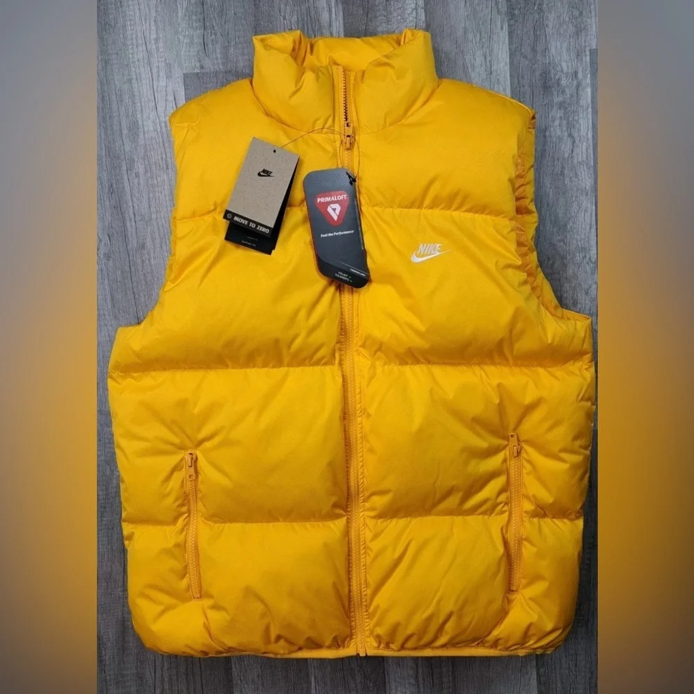 Nike PrimaLoft 🔥 Sportswear Club Water Repellent Yellow Puffer Vest FB7373-739 - Picture 1 of 13
